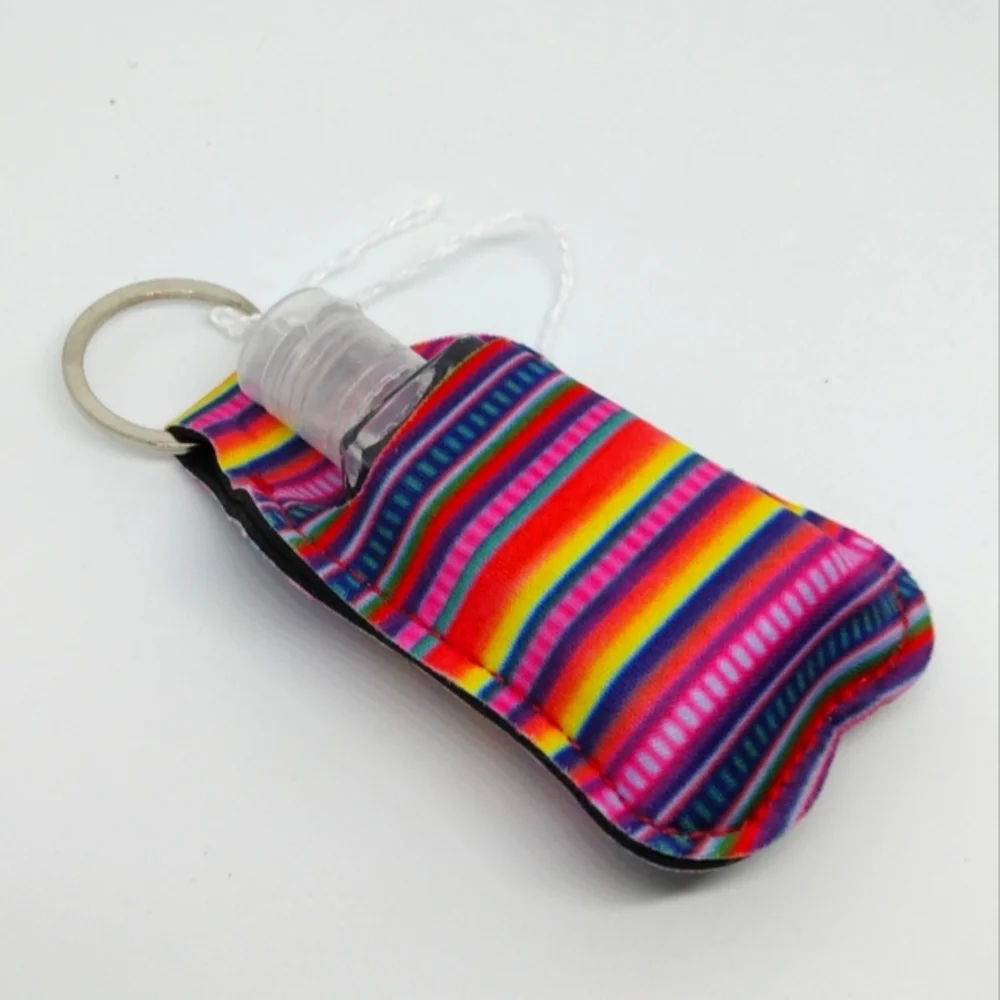 Rainbow stripes sanitizer keychain